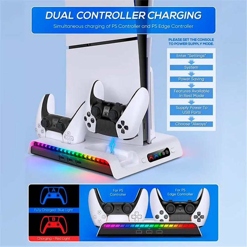 Док-станция iPega PS5 Slim RGB Lights Multi functional charge stand (PG-P5S006) - фото 8