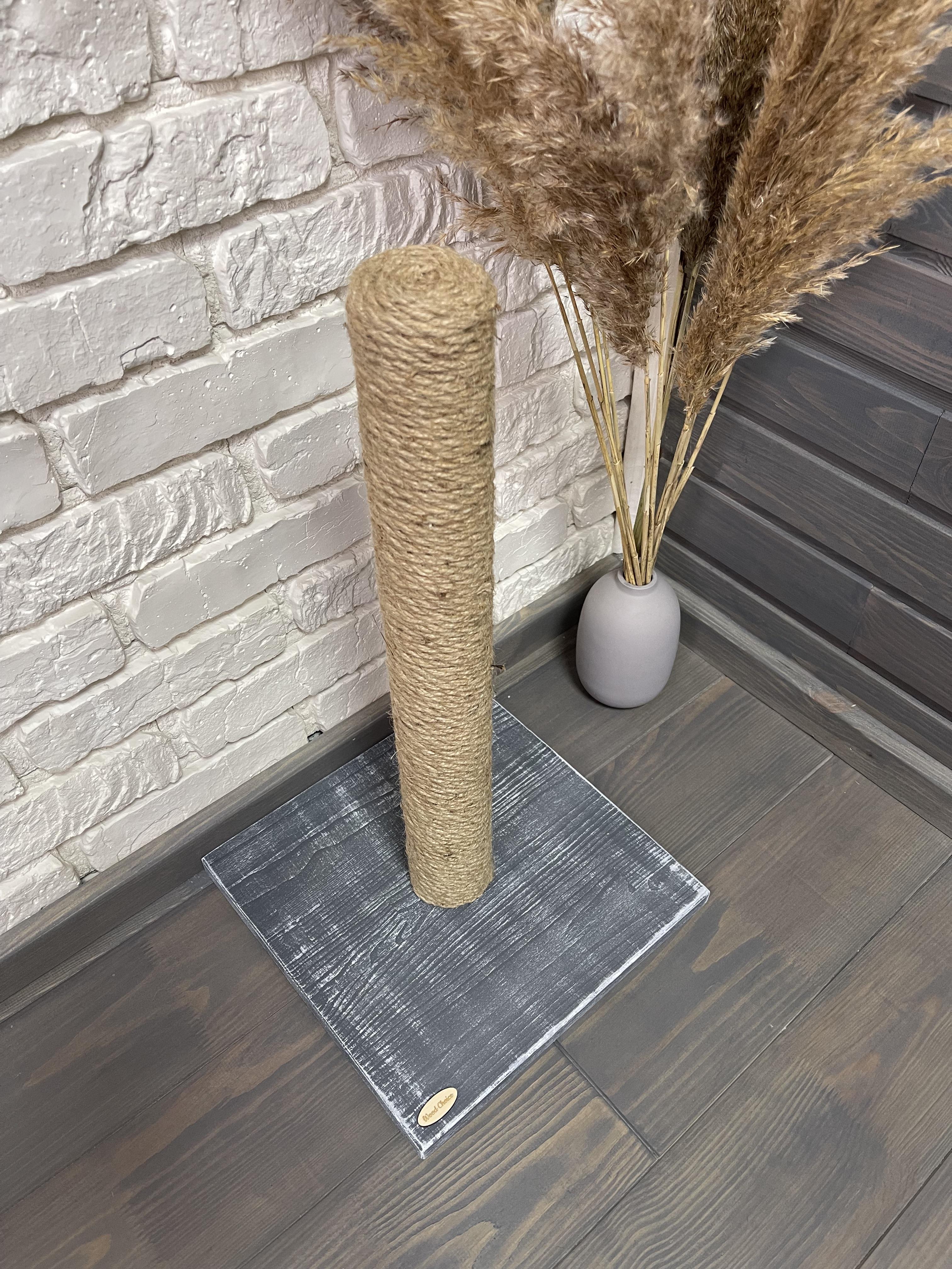 Когтеточка для кошек деревянная 30х30х55 Серо-белый (111)