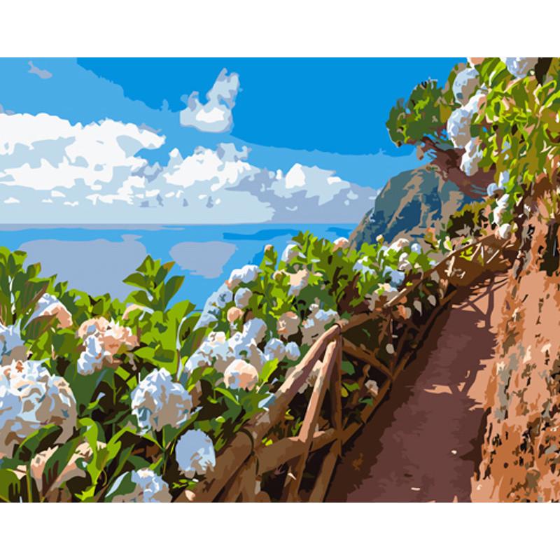 Картина по номерам Strateg Премиум Цветы у тропы 40х50 см (GS1011)