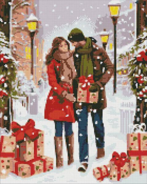 Алмазна мозаїка на підрамнику Ідейка Обмін подарунками з голограмними стразами AB 40x50 см (Id-AMO7824)