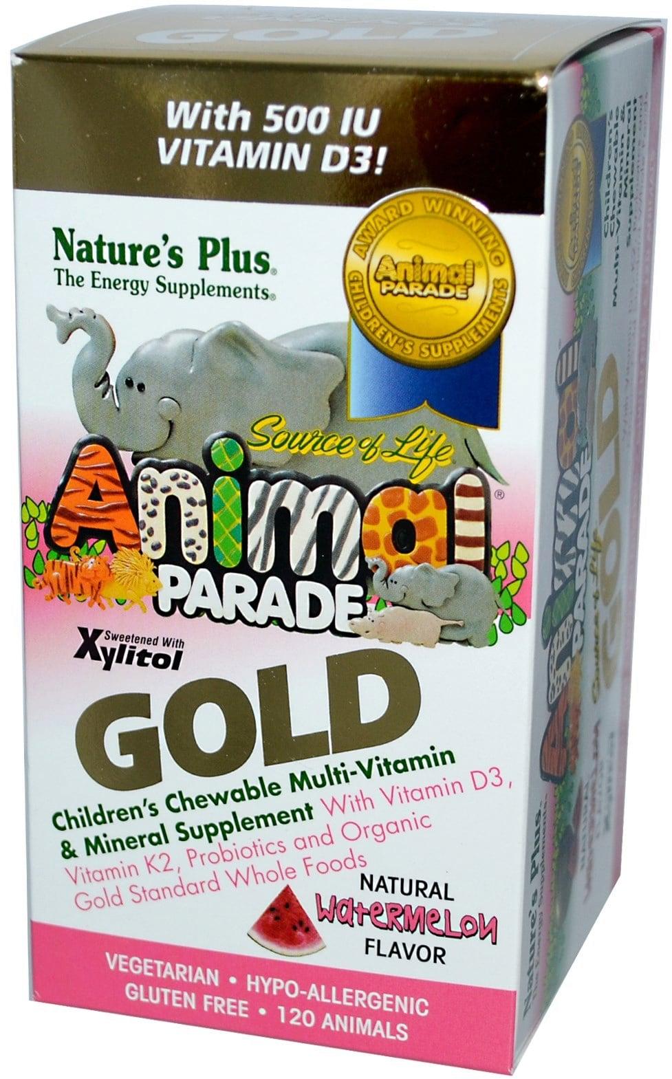 Вітаміни Nature's Plus Animal Parade Gold Children's Multi-Vitamin Mineral 120 animal-shaped tabs Watermelon