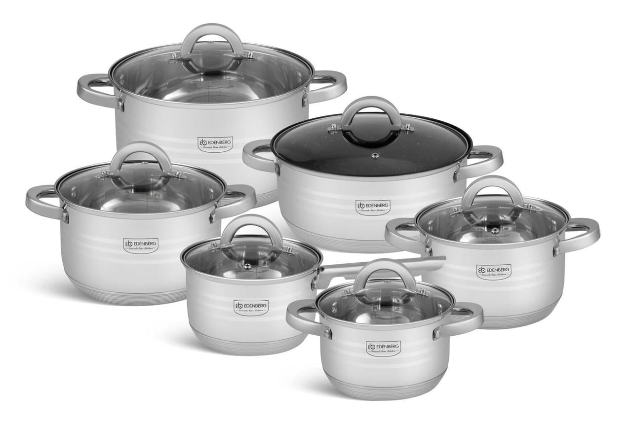 Набор кастрюль Edenberg EB-4013 из нержавеющей стали с крышками 12 предметов (57-46-EB-4013)