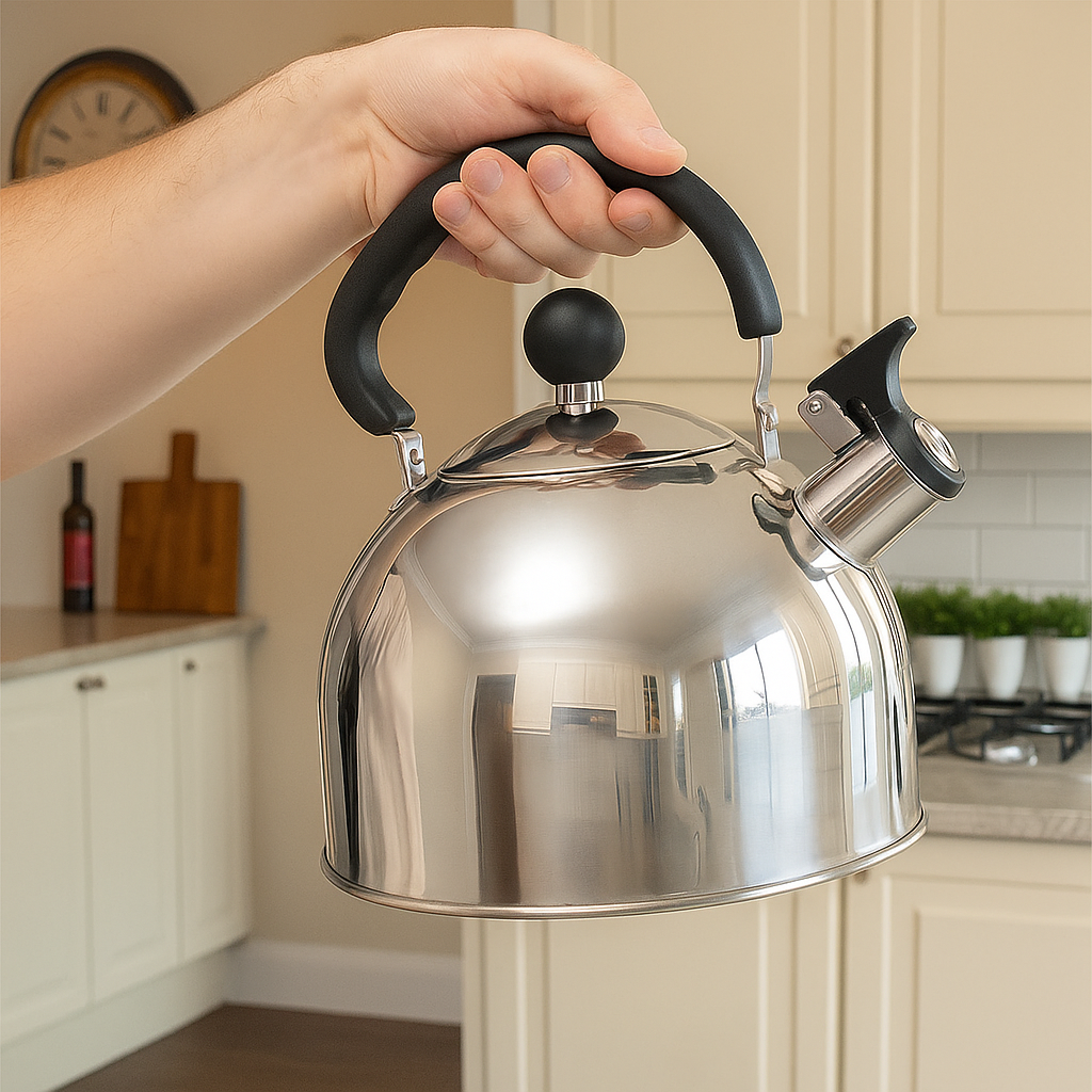 Чайник для плиты BasicSteel со свистком нержавеющая сталь/одинарное дно 2,5 л (28410949) - фото 4 Чайник для плиты BasicSteel со свистком нержавеющая сталь/одинарное дно 2,5 л (28410949) - фото 4