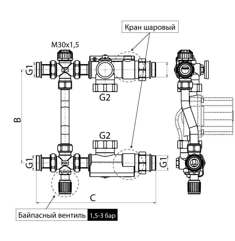 Змішувальна група для теплої підлоги KOER KR.1022S KR2911 1" (75673) - фото 2 Змішувальна група для теплої підлоги KOER KR.1022S KR2911 1" (75673) - фото 2