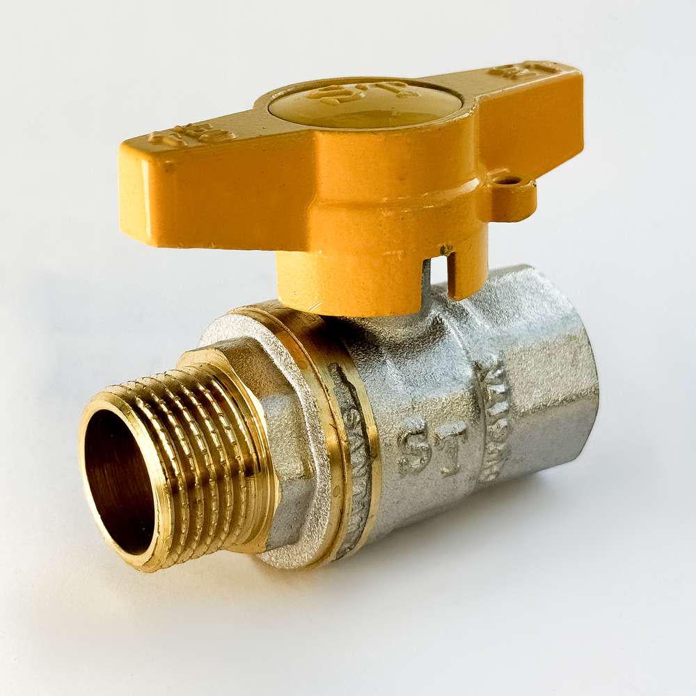 Кран шаровой для газа SANTAN PREMIUM 607 1/2" наружный-внутренний Желтый (54774)