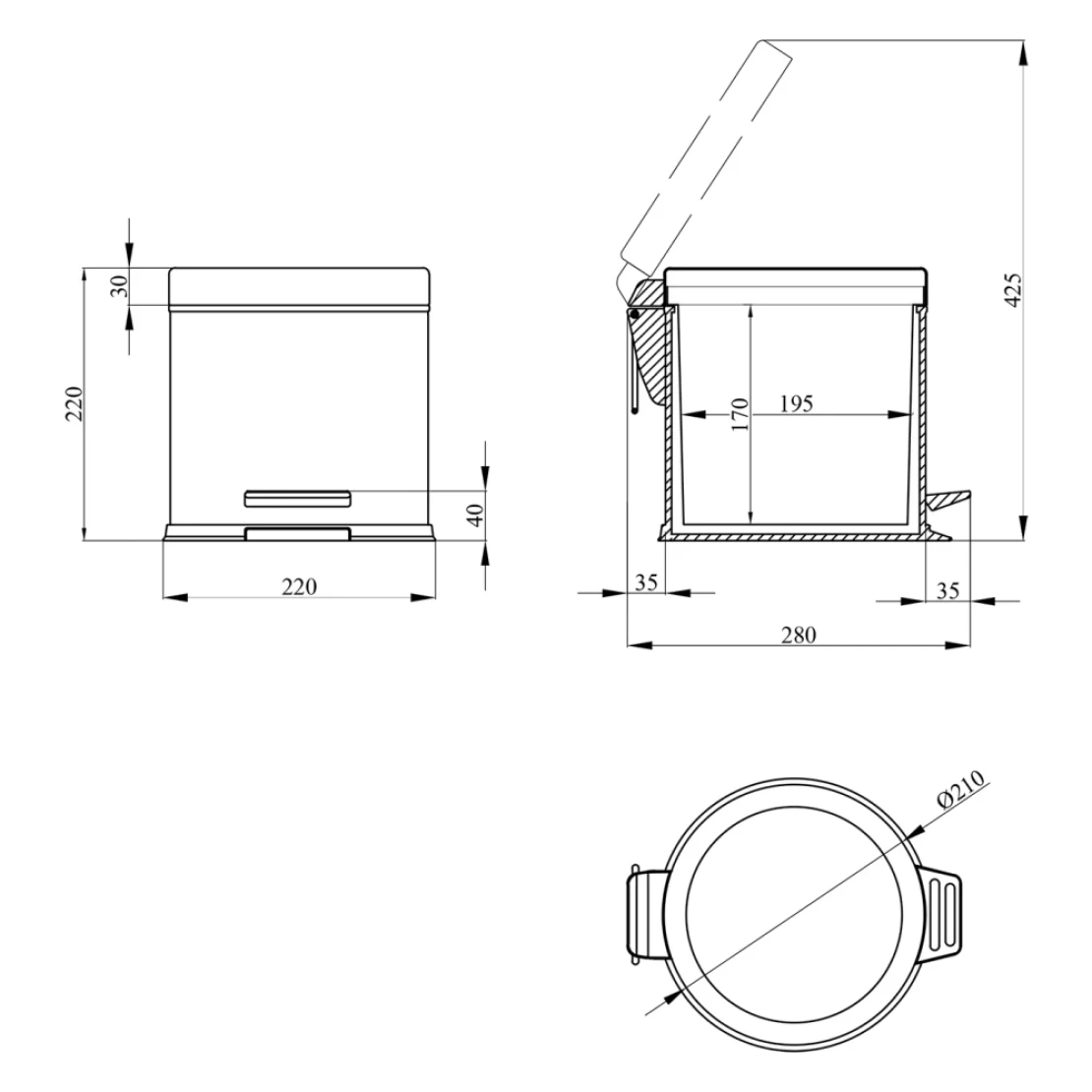 Сміттєве відро Kroner KRM Rizze ACE411 3 л (SVR-CV027998) - фото 4 Сміттєве відро Kroner KRM Rizze ACE411 3 л (SVR-CV027998) - фото 4