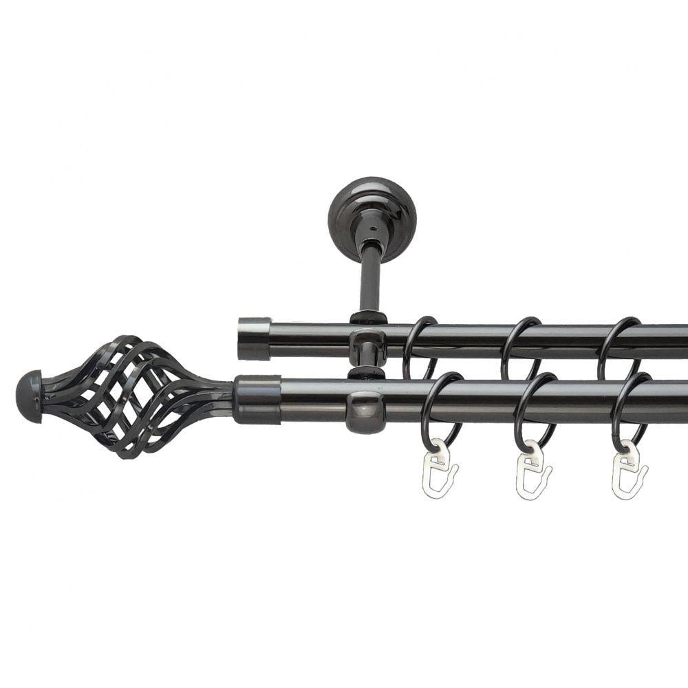 Карниз Orvit Арезо металевий дворядний відкритий гладка труба кільце металеве 19/16 мм 160 см Онікс (00-00014841) - фото 1 Карниз Orvit Арезо металевий дворядний відкритий гладка труба кільце металеве 19/16 мм 160 см Онікс (00-00014841) - фото 1