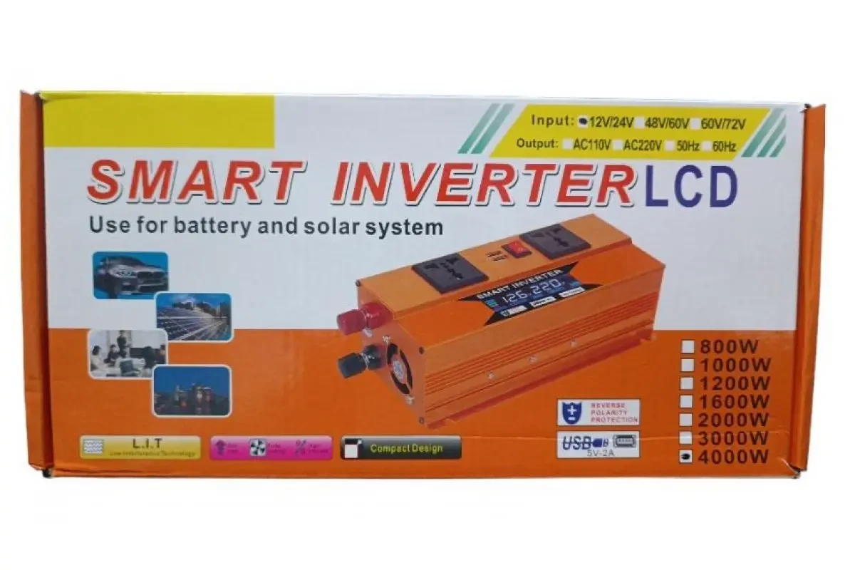 Инвертор Smart с 12 Вт на 220 Вт 4000 V Lcd (MLD_V1041) - фото 4 Инвертор Smart с 12 Вт на 220 Вт 4000 V Lcd (MLD_V1041) - фото 4