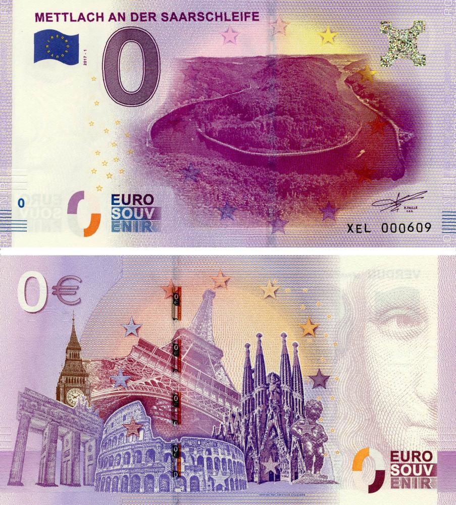 Коллекционная банкнота Германия 0 ЕВРО 2017 UNC Метлах на Саарской петле (Б17621)