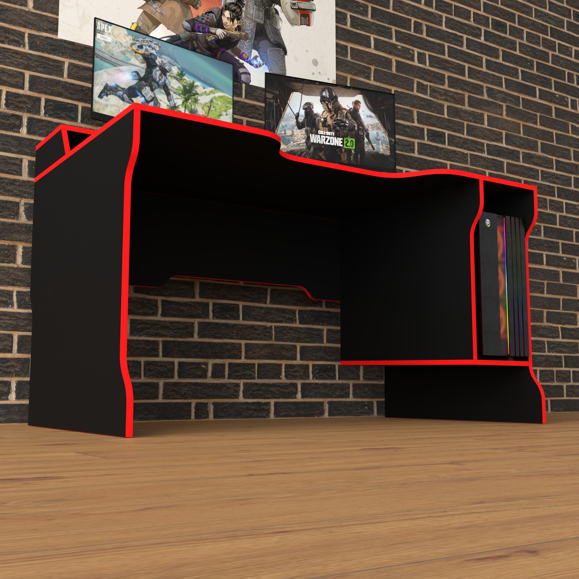 Стол геймерский эргономичный с надстройкой Zeus Rasin RS-23 из ЛДСП Черно-красный (RS-23) - фото 4 Стол геймерский эргономичный с надстройкой Zeus Rasin RS-23 из ЛДСП Черно-красный (RS-23) - фото 4