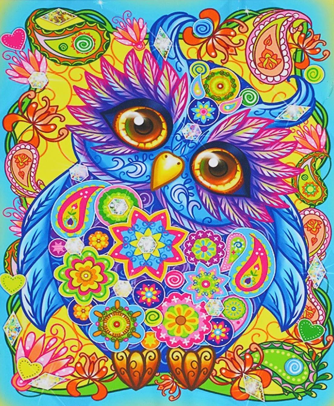 Алмазна мозаїка TK Group AL 86425/30 Яскрава сова зі стразами різної форми в коробці 40х50 см (24686665)