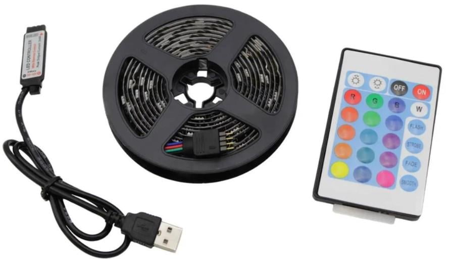 Светодиодная лента для фоновой подсветки USB Bluetooth RGB 5050 D7572 2 м (136-13127959)