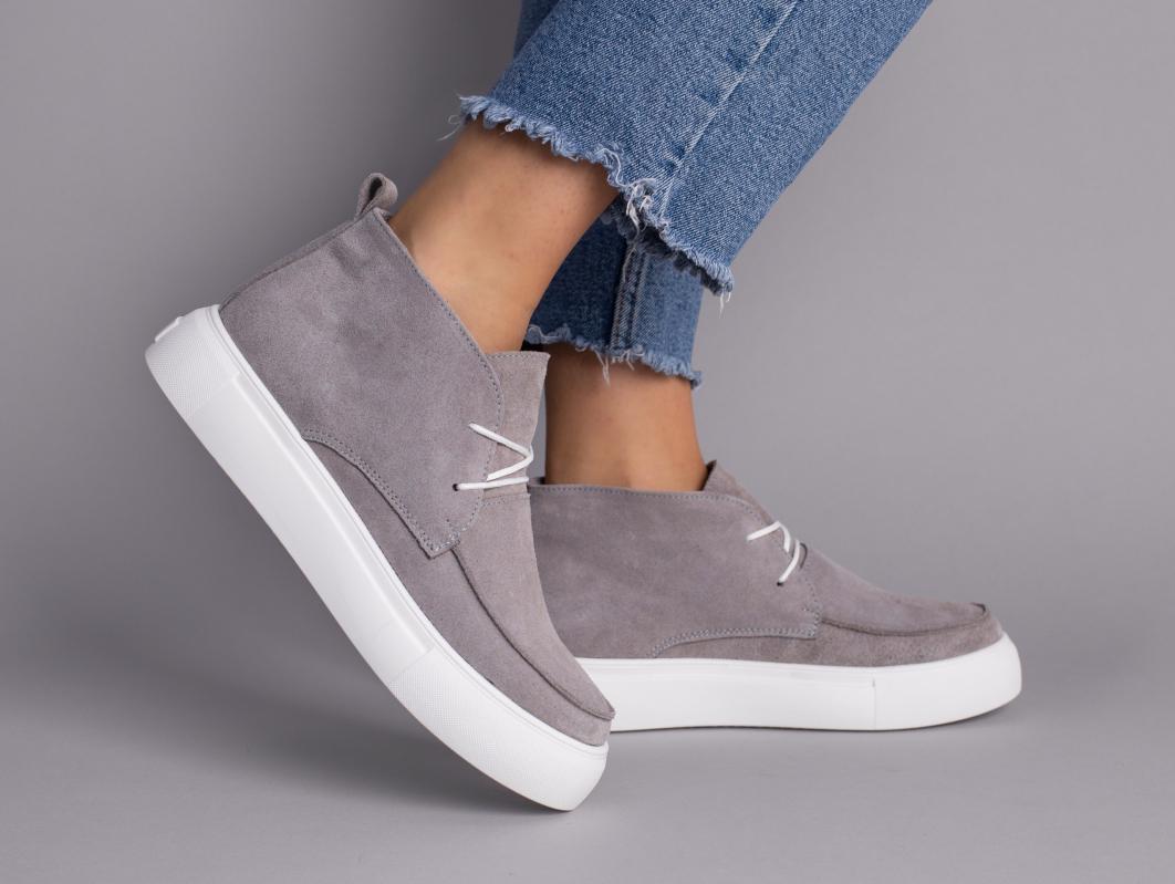 Ботинки женские замшевые демисезонные р. 36 Серый (7374-1д/36)