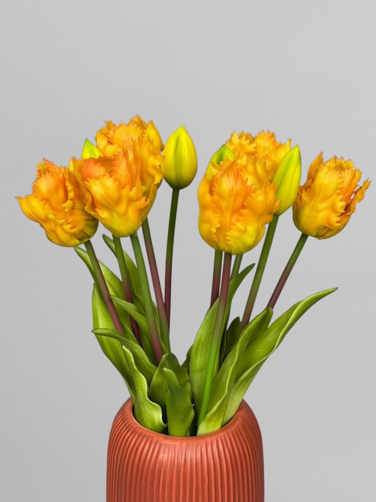Букет штучних кучерявих тюльпанів 5 шт. 40 см Жовтий (К07048) - фото 5