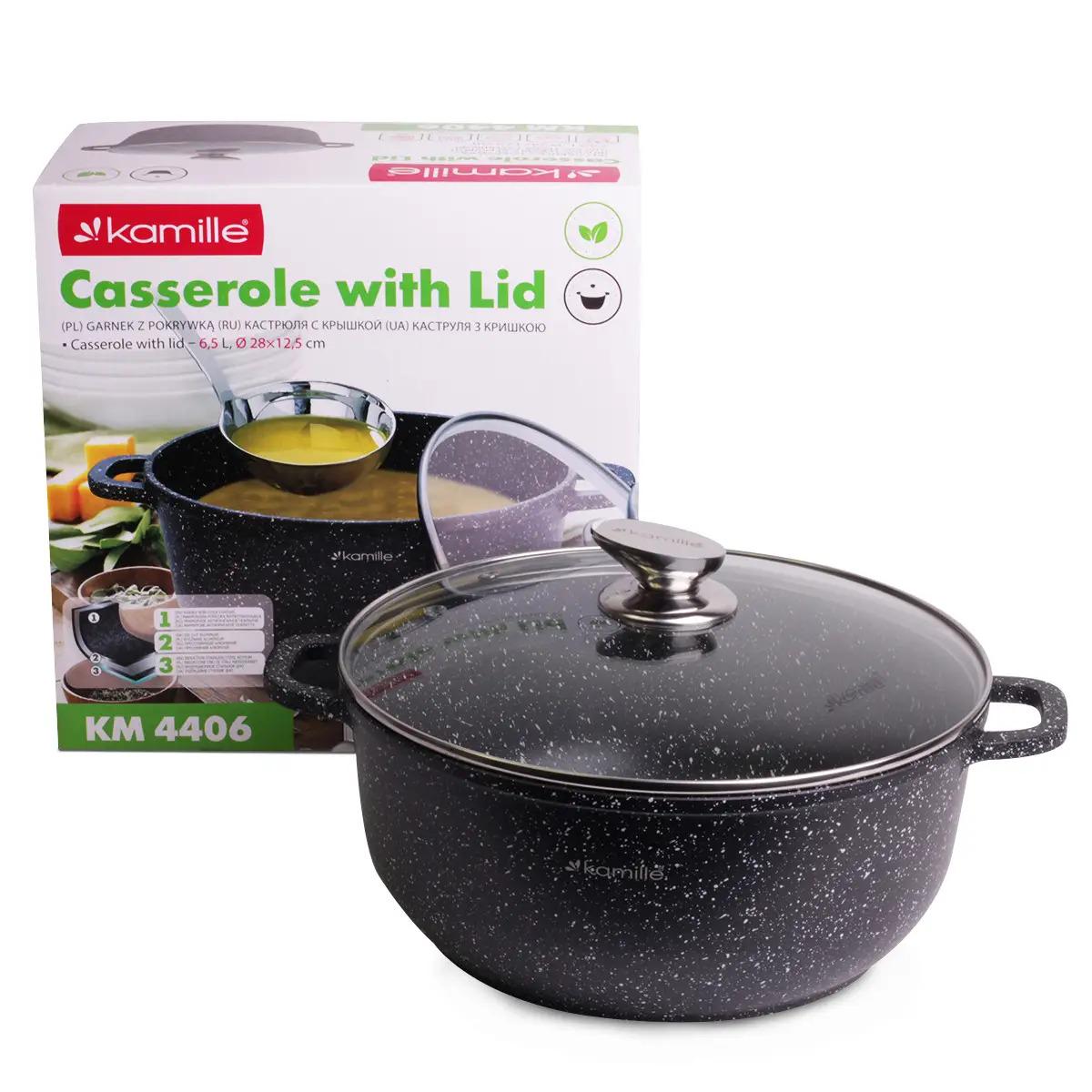 Кастрюля с крышкой Kamille из литого алюминия 6,5 л (KM-4406)