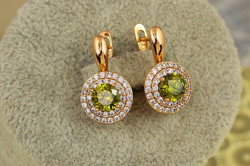 Серьги Xuping Jewelry Мечта с изумрудным камнем 1,9 см Золотистый (2426997326)