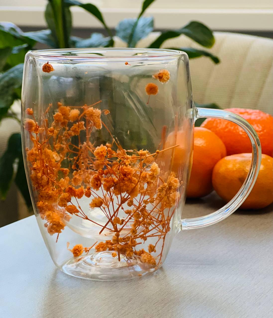 Чашка с двойным дном Цветочная симфония 350 мл Прозрачный (8030-500)