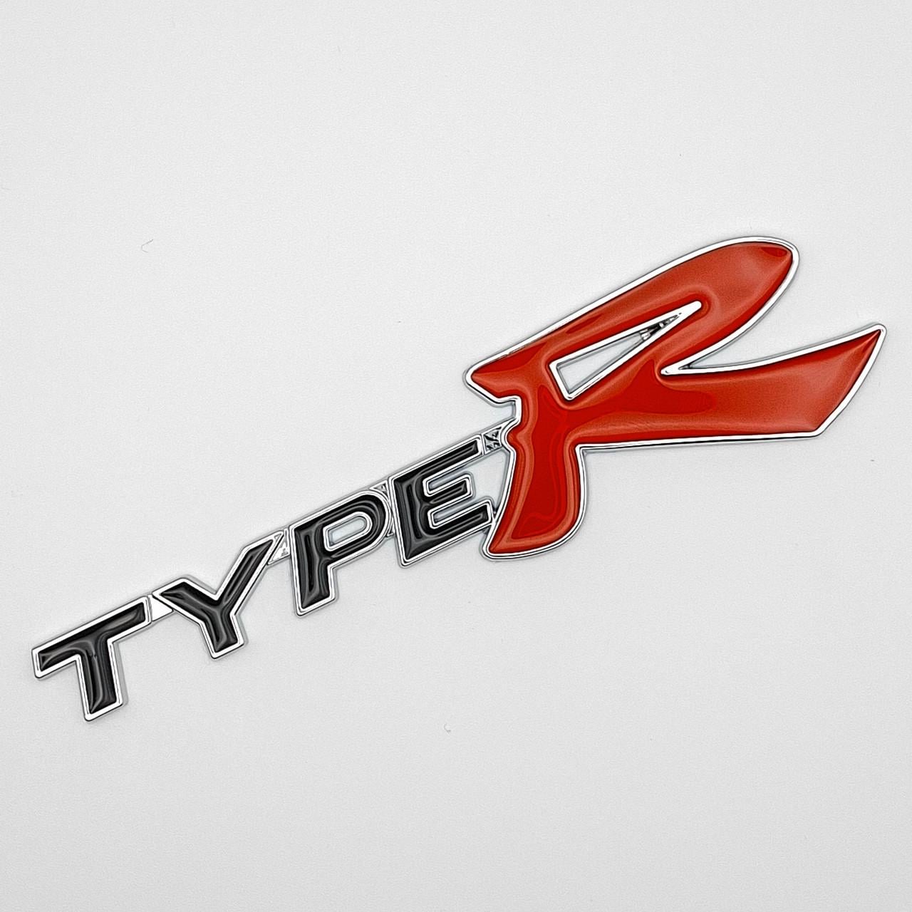 Эмблема надпись Type R Honda металл 12х3 см Хром/Черный глянцевый (1118387315)