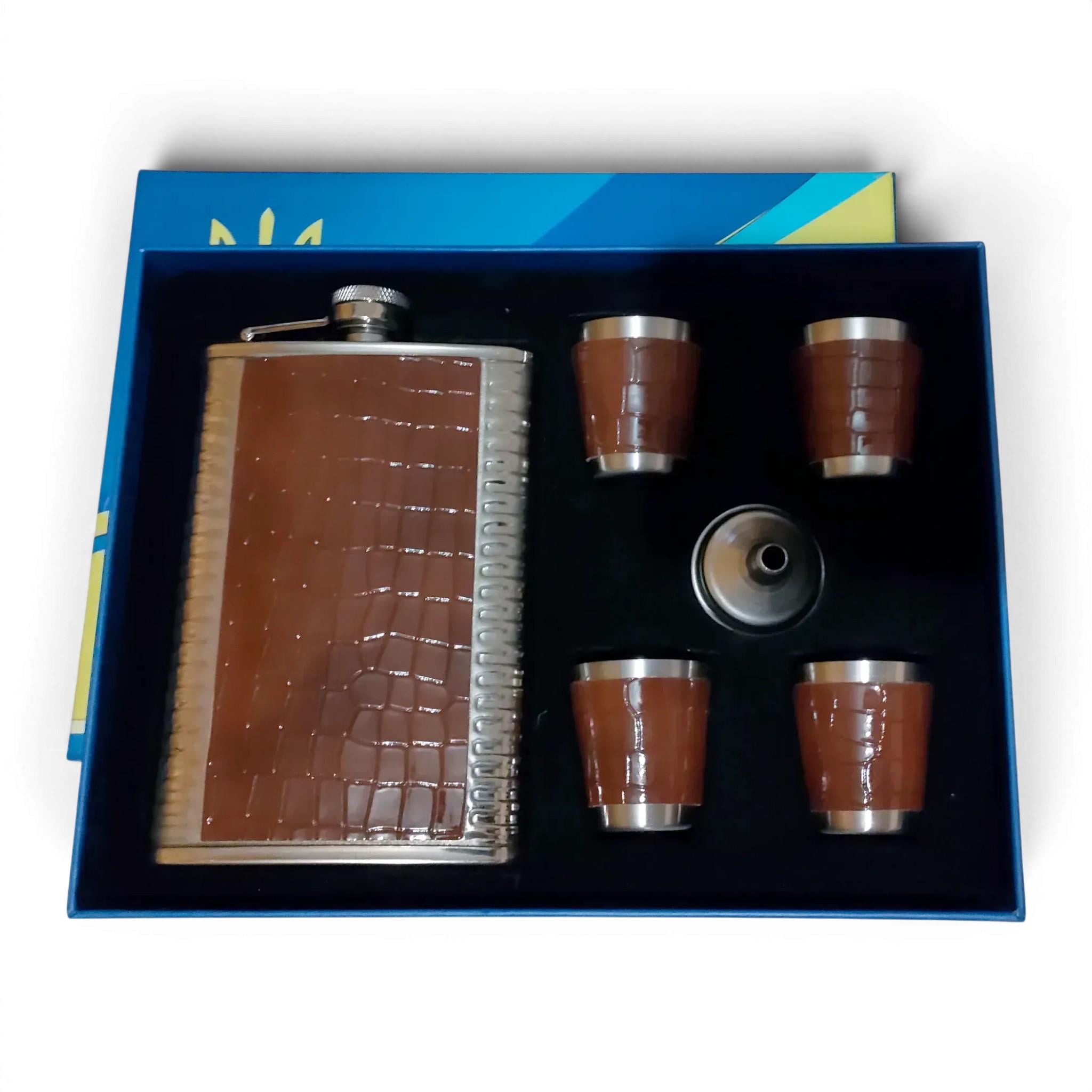 Набор подарочный Moongrass TZ-45 6в1 фляга лейка рюмки 4 шт. Brown (12255)