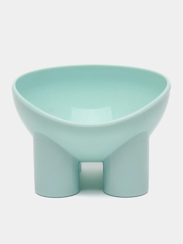 Миска для кошек пластиковая приподнятая на ножках правильной формы глубокая 13x13x7,5 см Бирюзовый (D-0164) - фото 2