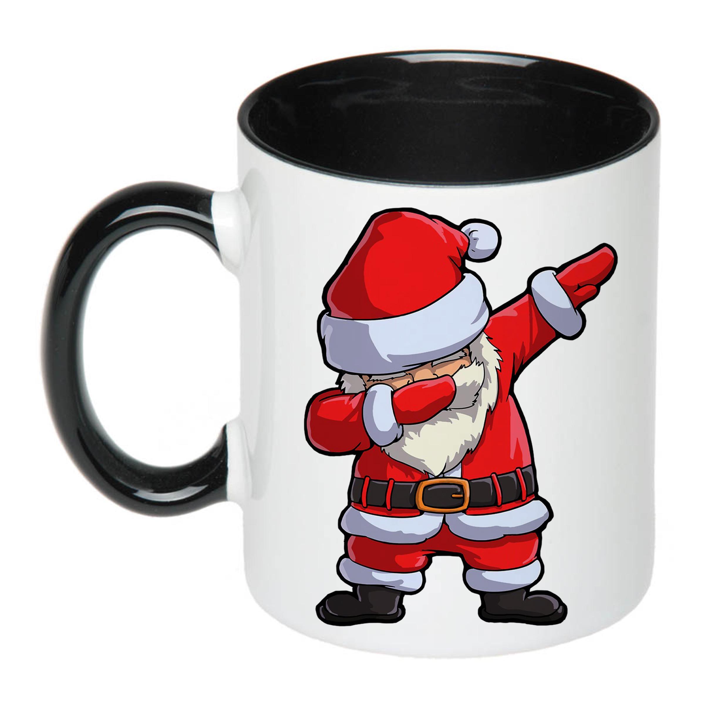 Чашка с новогодним принтом Санта "Санта-Клаус деб" 330 мл Черный (16628) - фото 2