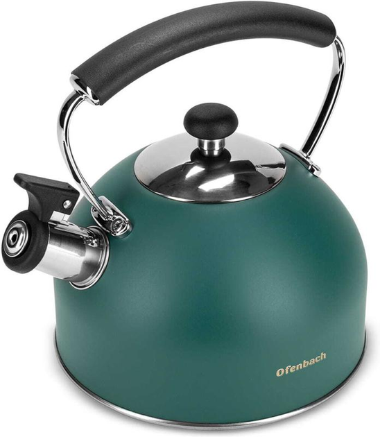 Чайник Ofenbach нержавіюча сталь зі свистком 2200 мл Зелений матовий (100326) - фото 1 Чайник Ofenbach нержавіюча сталь зі свистком 2200 мл Зелений матовий (100326) - фото 1