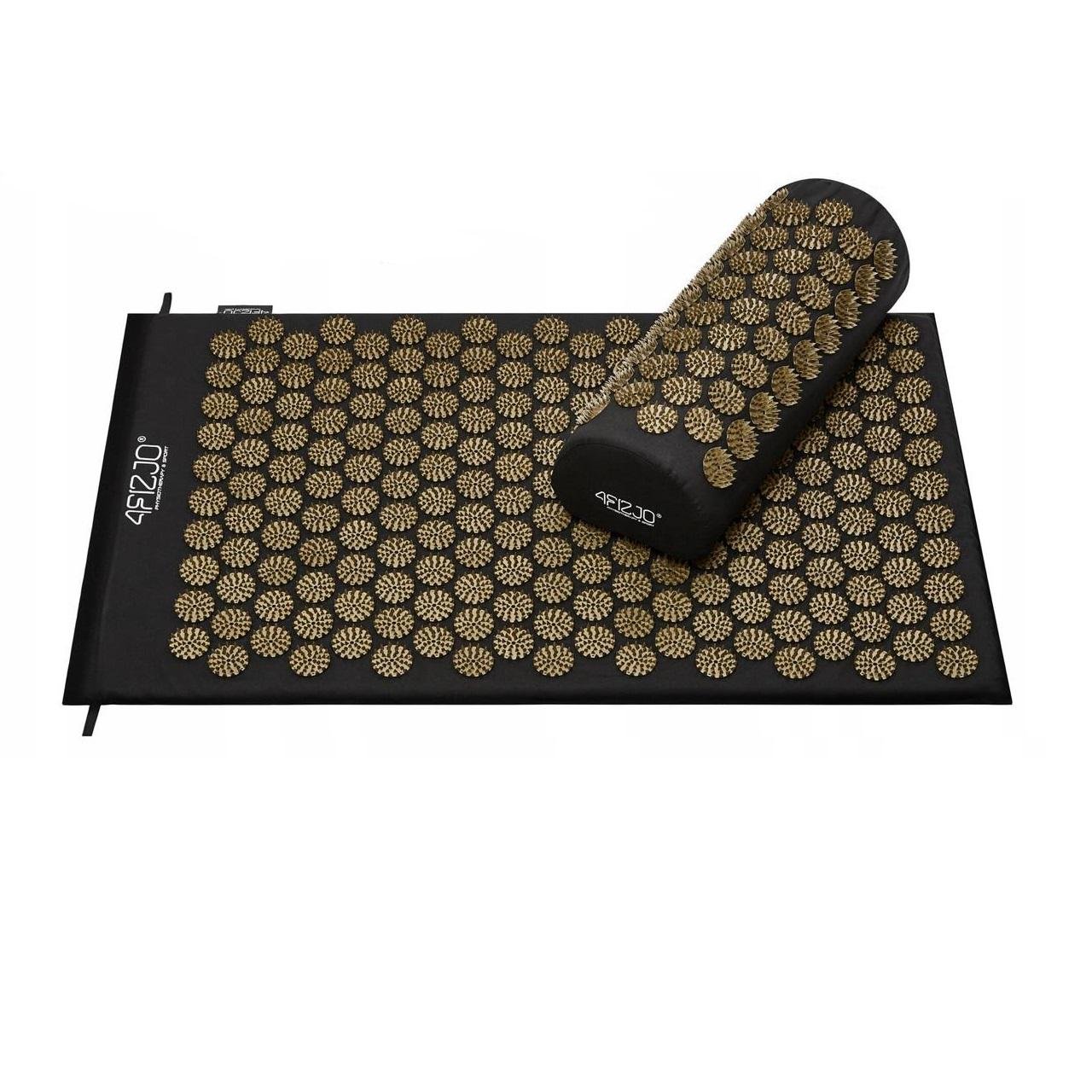Килимок акупунктурний з валиком 4fizjo Classic Mat аплікатор Кузнєцова Black/Gold (P-5907739314987)