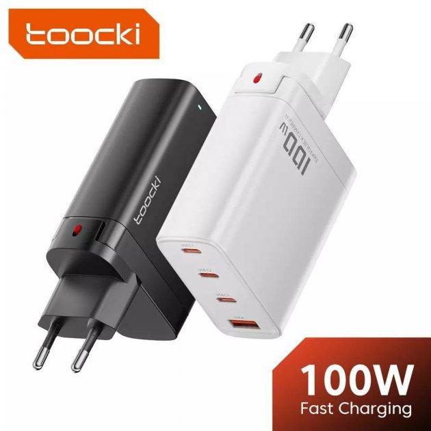 Зарядний пристрій Toocki GAN 100W 3 Type-C USB Білий (1801377751) - фото 10