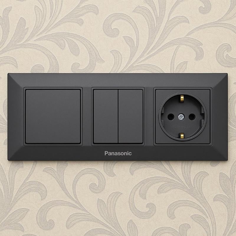 Рамка для розеток четырехместная Panasonic Arkedia Slim ABS горизонтальная Дымчатый (WNTF08042DG-UA1) - фото 2