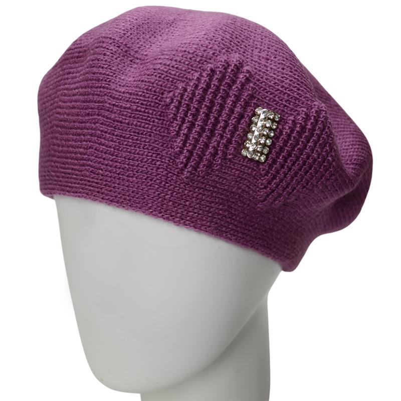 Берет женский двойной Lirus Віолета теплый зимний Сиреневый