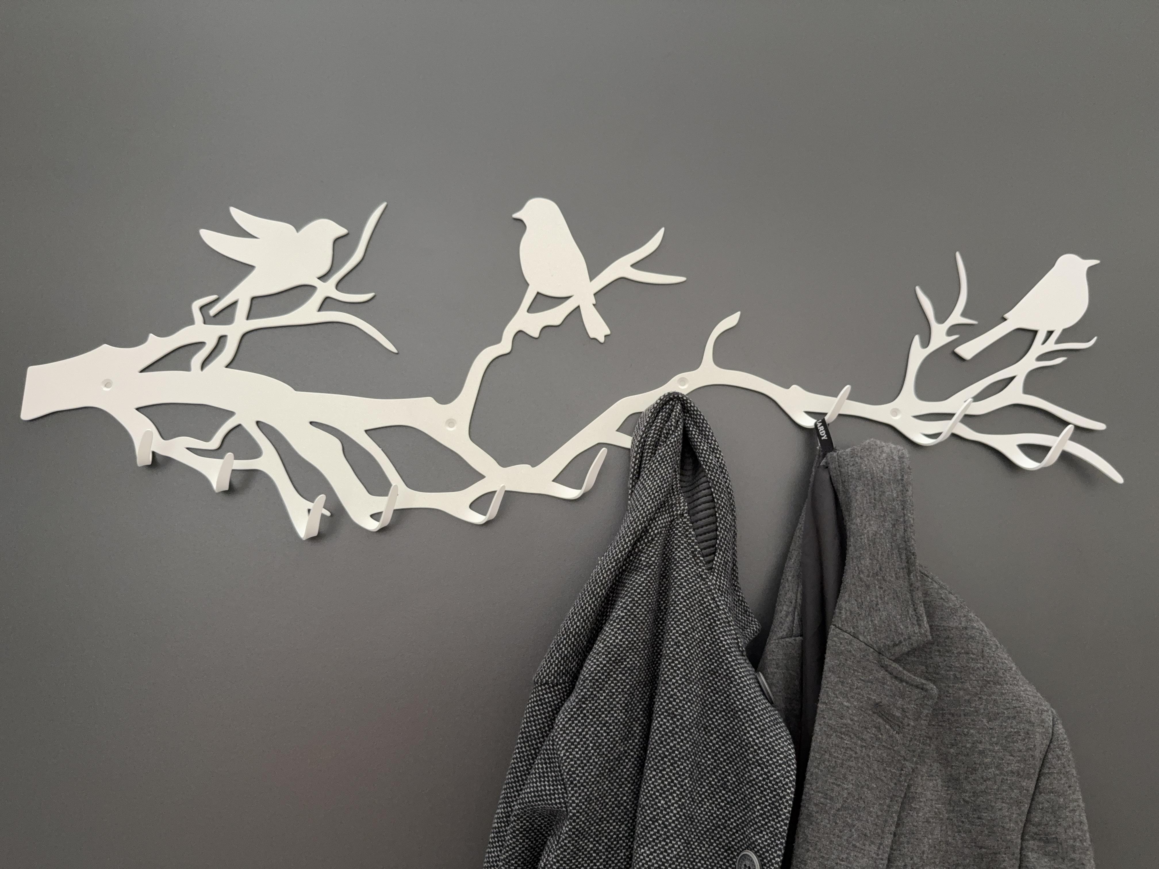 Вешалка Vestav Ветка с птичками 80х25 см Белый (00088)