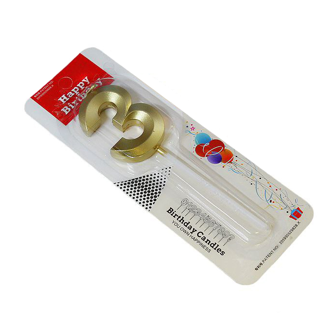 Свічка для торта цифра "3" Золотий (16025)