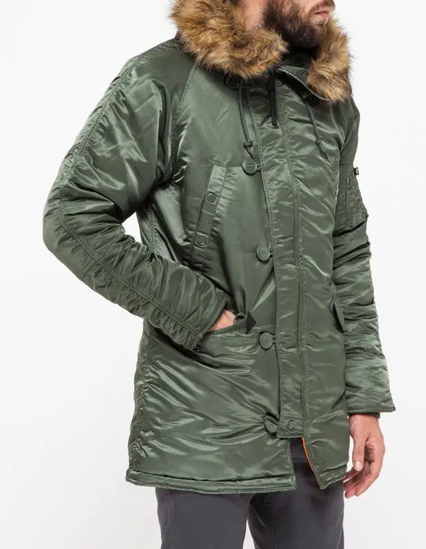 Куртка аляска Alpha Industries Slim Fit N-3B Parka M Sage/Orange (MJN31210C1SM) - фото 2