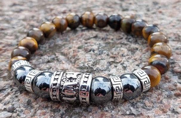 Браслет LITAURS из натурального камня тигровый глаз и металлическими вставками М 15-17 см (24116) - фото 2 Браслет LITAURS из натурального камня тигровый глаз и металлическими вставками М 15-17 см (24116) - фото 2