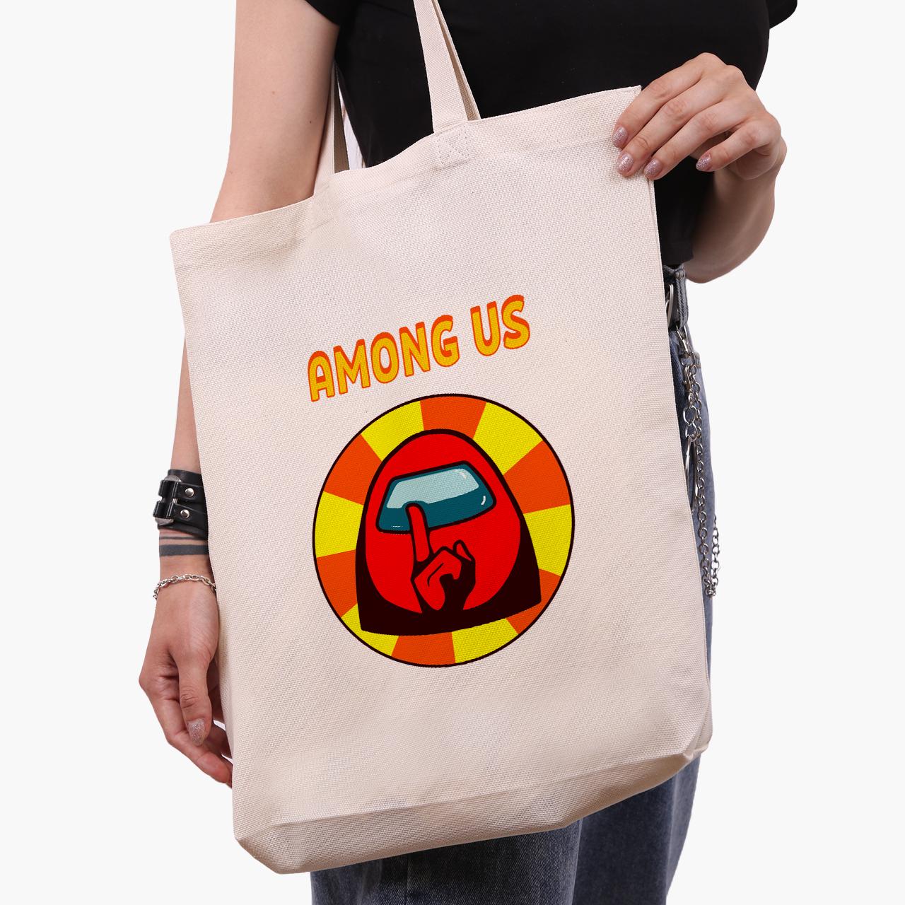 Еко сумка шоппер Among Us Red 41х39х8 см Бежевий (9227-2412-WTD)