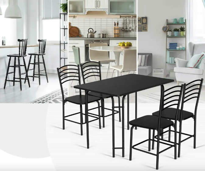 Комплект мебели Costway Katarina стол и 4 стула Черный (4766) - фото 4 Комплект мебели Costway Katarina стол и 4 стула Черный (4766) - фото 4