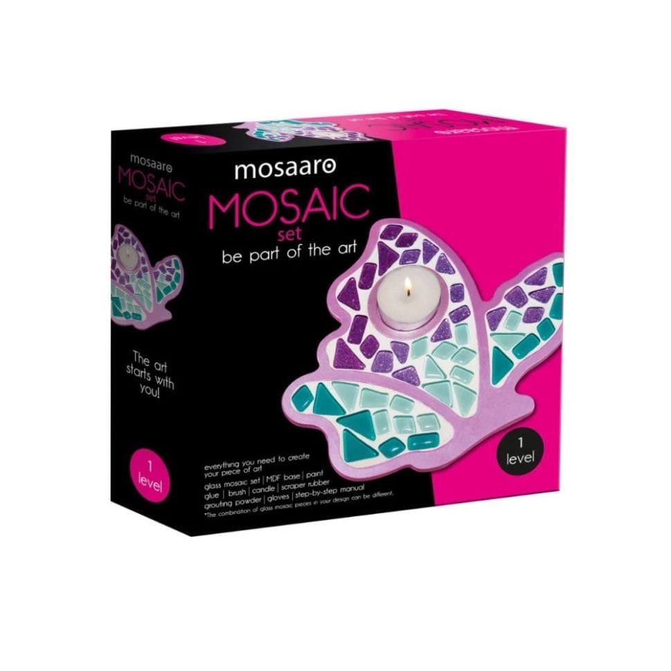 Дитячий набір творчості Mosaaro хрустальна мозаїка підсвічник бабочка 16,5х17 см Різнокольоровий (RN-250-N-1230)