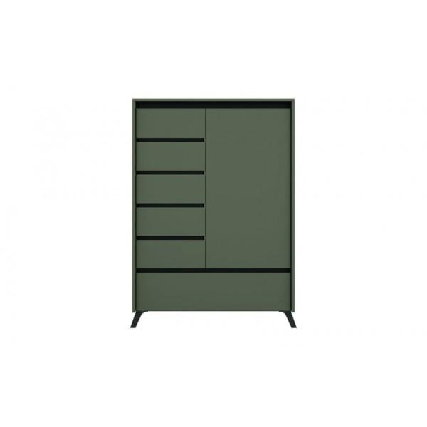 Комод Gerbor Лаундж REG1D5S1K из ЛДСП Зеленый дымчатый/Черный (54478)