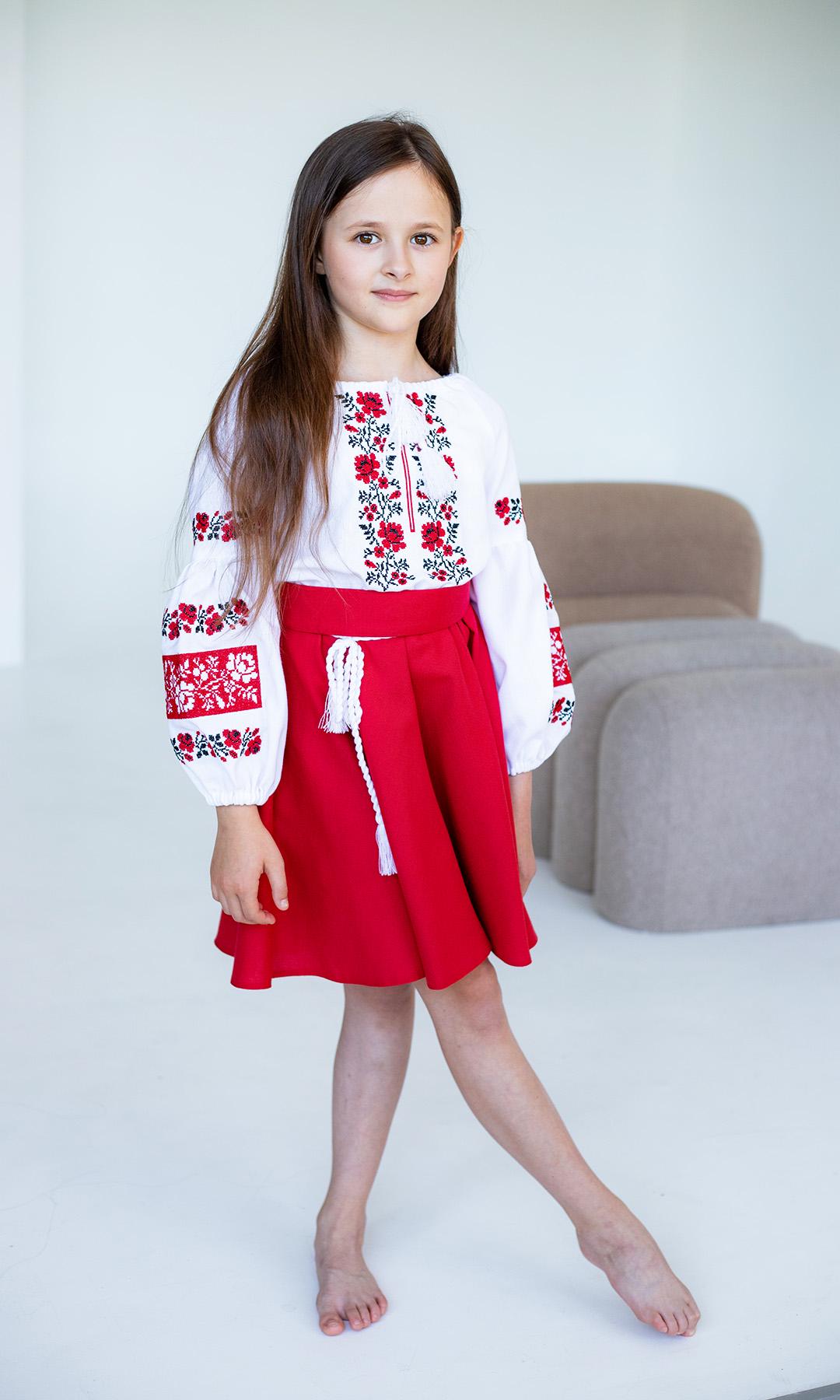 Сукня-вишиванка дитяча Вишиваночка 122 см Біло-червоний (818-2.7) - фото 3 Сукня-вишиванка дитяча Вишиваночка 122 см Біло-червоний (818-2.7) - фото 3