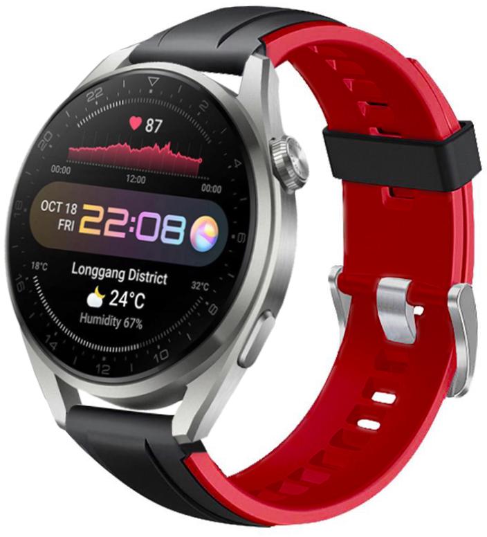 Ремешок Coholl для Huawei Watch 3 Pro 22 мм Black/Red (22561-44)