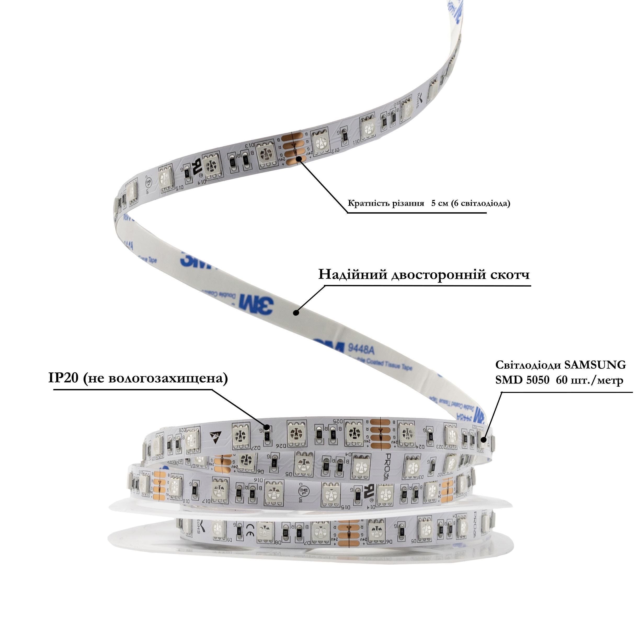 Светодиодная лента Prolum IP20 5050/60 Series-SG RGB 24V Разноцветный (28748723) - фото 2 Светодиодная лента Prolum IP20 5050/60 Series-SG RGB 24V Разноцветный (28748723) - фото 2