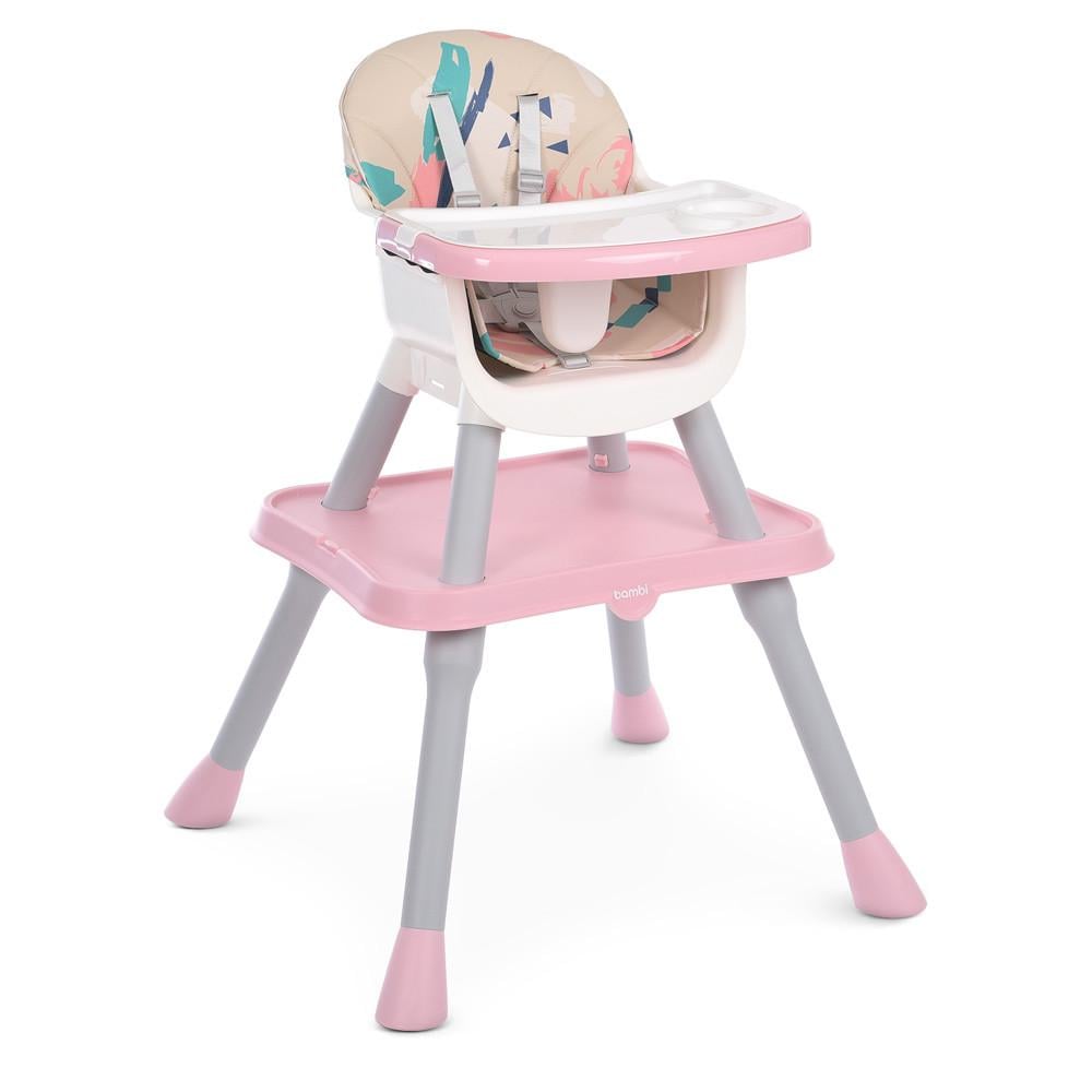 Стульчик-трансформер детский для кормления Bambi M 5672-8 3в1 пластиковый с двухсторонней столешницей 68х63х94 см Розово-белый (150-7-M 5672-8)