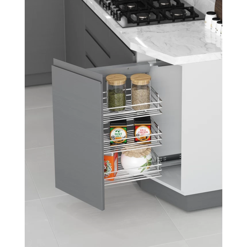 Карго Starax на 3 полки левое 45° с направляющими с тандемом 250 мм Хром (S-2201-C)