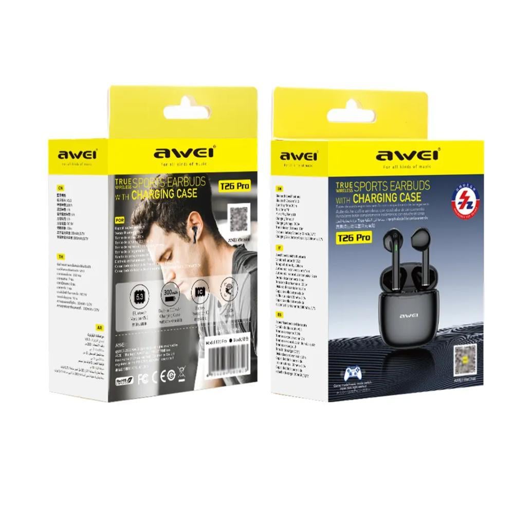 Наушники беспроводные Awei T26 Pro True Wireless Sports Earbuds Bluetooth TWS ENC HiFi White (180136) - фото 9 Наушники беспроводные Awei T26 Pro True Wireless Sports Earbuds Bluetooth TWS ENC HiFi White (180136) - фото 9