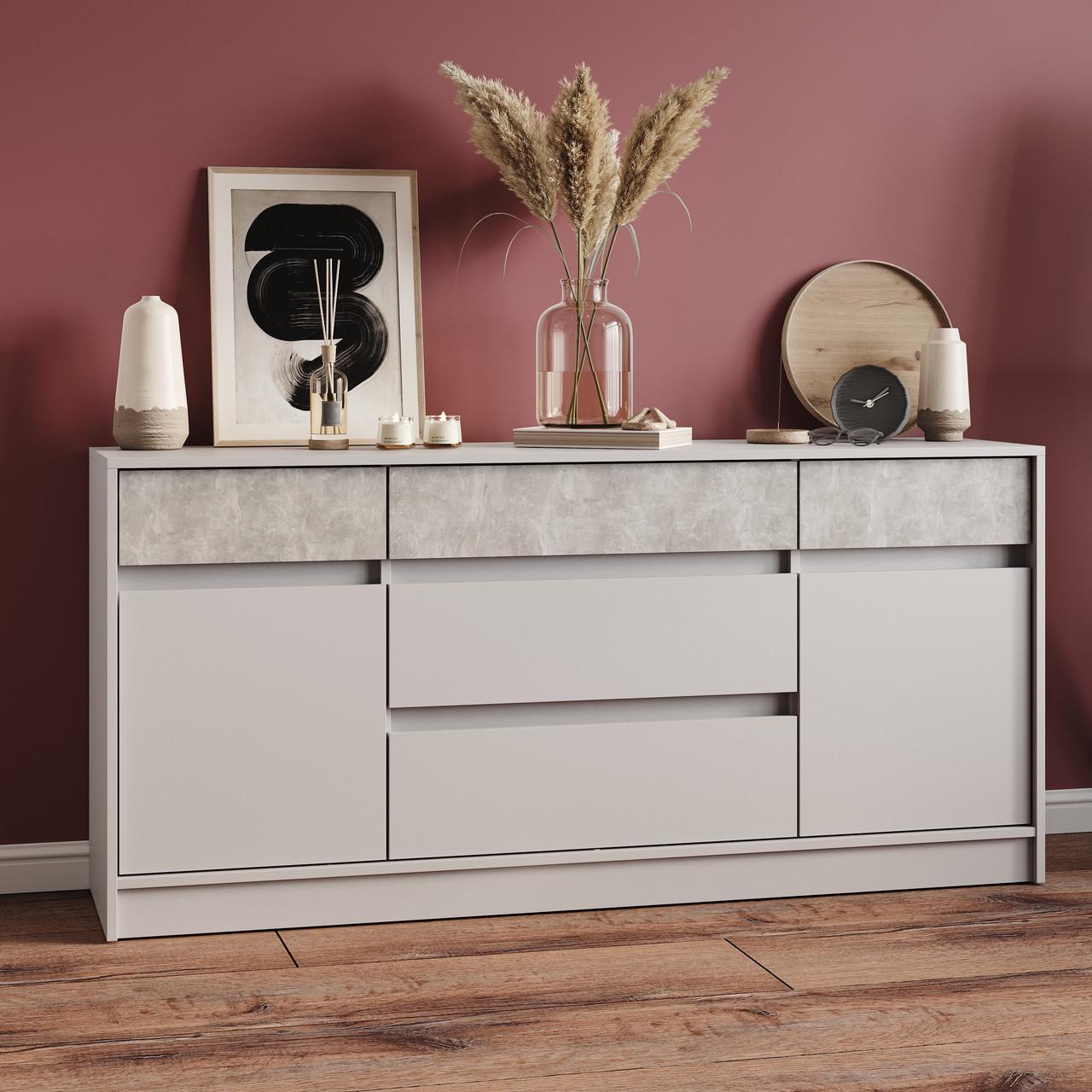 Комод Еверест Стайл-160 160,2х39х75,4 см Кашемир/Бетон (EVR-20740,02) - фото 1 Комод Еверест Стайл-160 160,2х39х75,4 см Кашемир/Бетон (EVR-20740,02) - фото 1