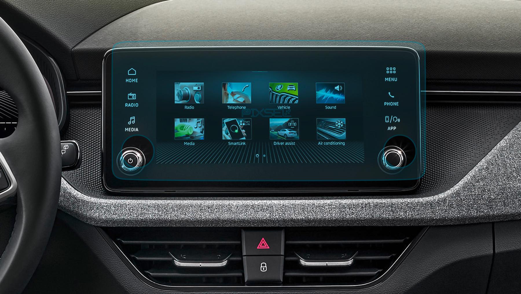 Стекло защитное Pixsel гибридный глянец на монитор Skoda KAMIQ 12,5“ 2023