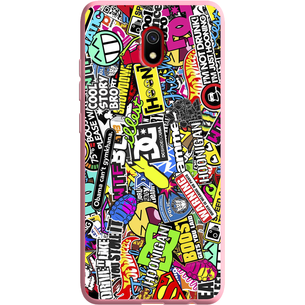 Чехол Boxface Xiaomi Redmi 8A Multicolored Inscriptions Розовый силикон (38341-up880-38675)