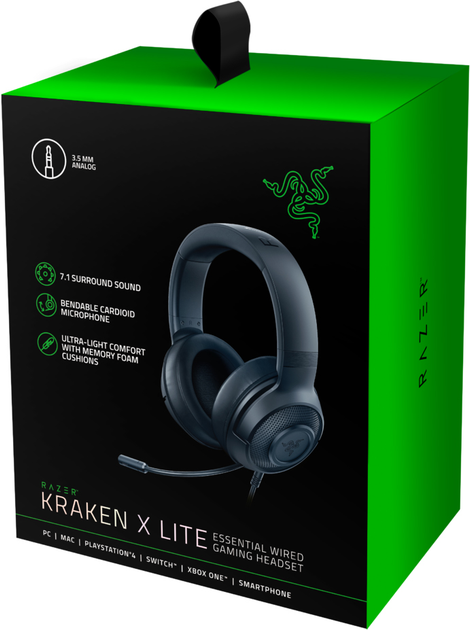 Наушники игровые Razer Kraken X 7.1 звук/микрофон для ПК/PlayStation/Xbox/Switch Black (2570338111) - фото 6