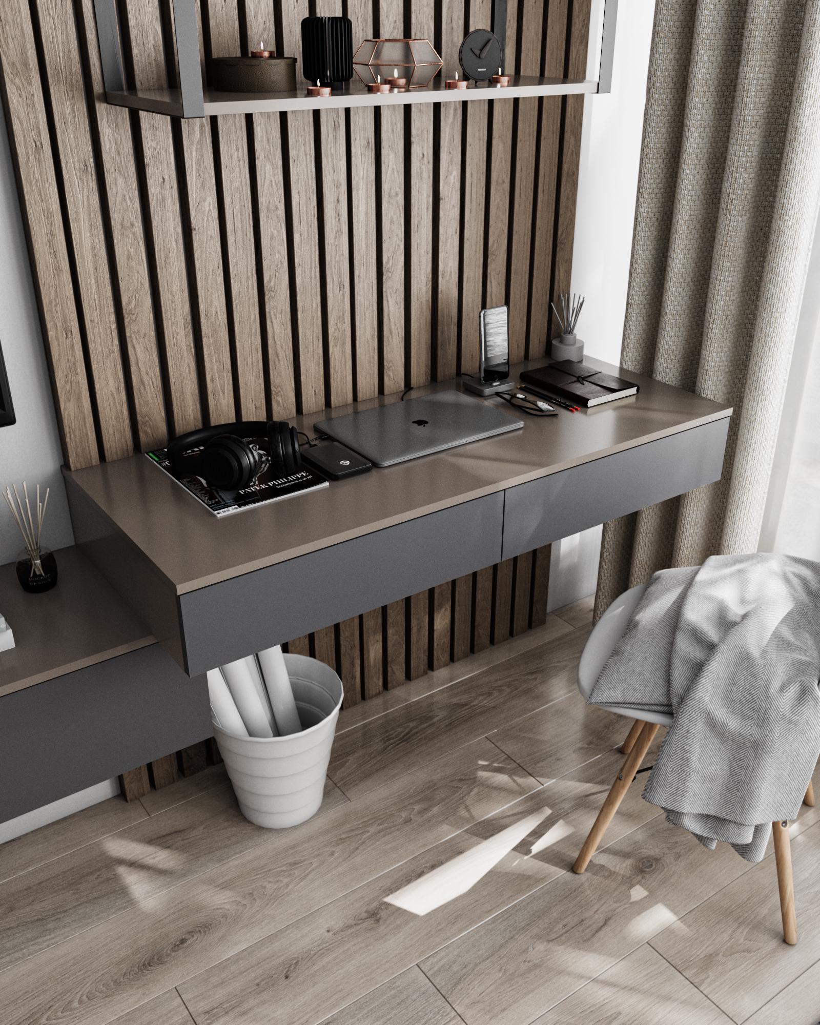 Письмовий стіл підвісний Moreli FТ-222 1200х160х500 мм Капучіно/Антрацитовий