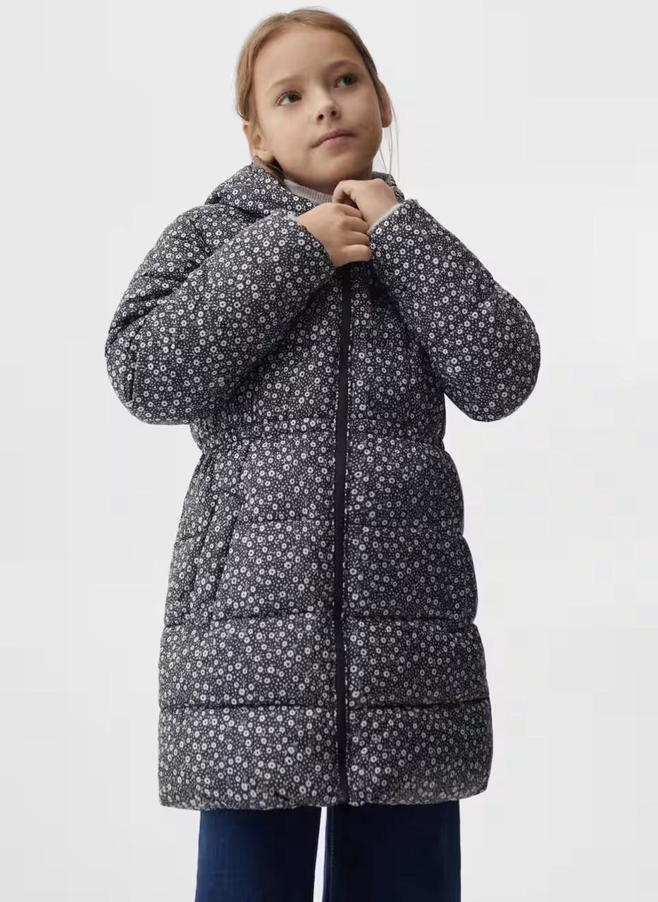 Пальто для дівчинки Mango Манго принт 9 років Чорний (134)